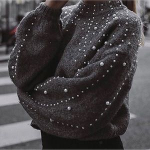 Elegant Pearled Sweater